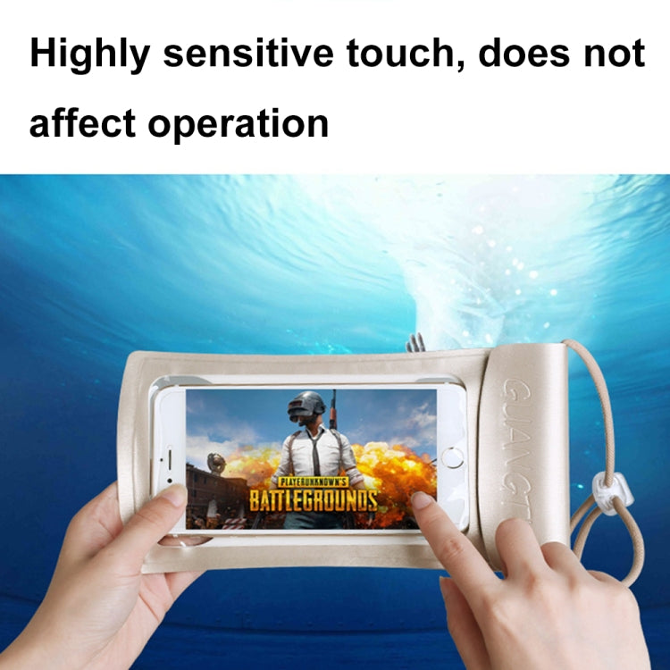 TPU Transparent Touch Screen Phone 30m Waterproof Bag Outdoor Rafting Phone Case(Champagne)