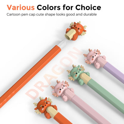 For Apple Pencil 2 AhaStyle Cartoon Dragon Pen Case Capacitive Stylus Silicone Cover(Green)