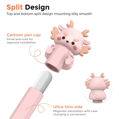 For Apple Pencil 2 AhaStyle Cartoon Dragon Pen Case Capacitive Stylus Silicone Cover(Orange)