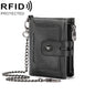 BULL CAPTAIN 088 RFID Anti-Theft Zipper Buckle Multi-Card Slot Cowhide Vertical Wallet(Black)