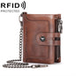 BULL CAPTAIN 088 RFID Anti-Theft Zipper Buckle Multi-Card Slot Cowhide Vertical Wallet(Coffee)