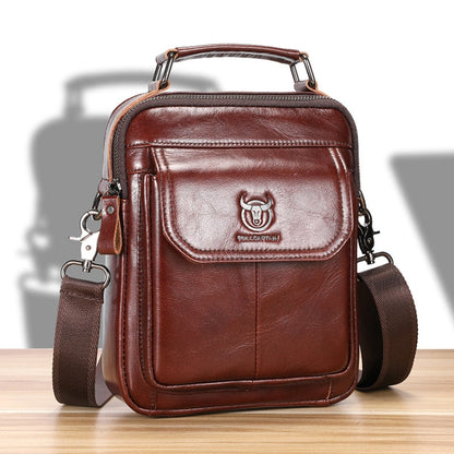 BULL CAPTAIN 049 Large-capacity First-layer Cowhide Retro Single-shoulder Crossbody Bag(Coffee)