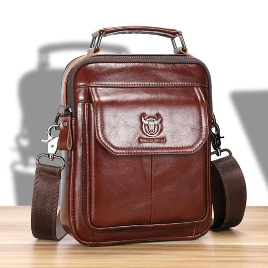 BULL CAPTAIN 049 Large-capacity First-layer Cowhide Retro Single-shoulder Crossbody Bag(Coffee)