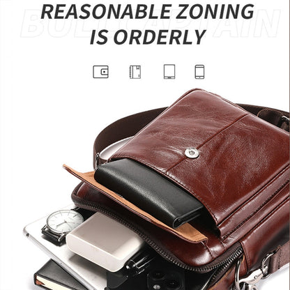 BULL CAPTAIN 049 Large-capacity First-layer Cowhide Retro Single-shoulder Crossbody Bag(Coffee)