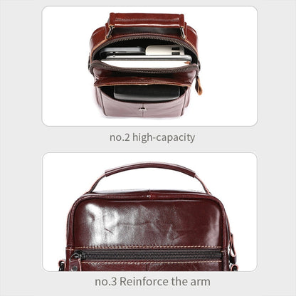 BULL CAPTAIN 049 Large-capacity First-layer Cowhide Retro Single-shoulder Crossbody Bag(Coffee)