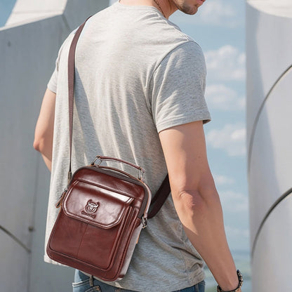 BULL CAPTAIN 049 Large-capacity First-layer Cowhide Retro Single-shoulder Crossbody Bag(Coffee)