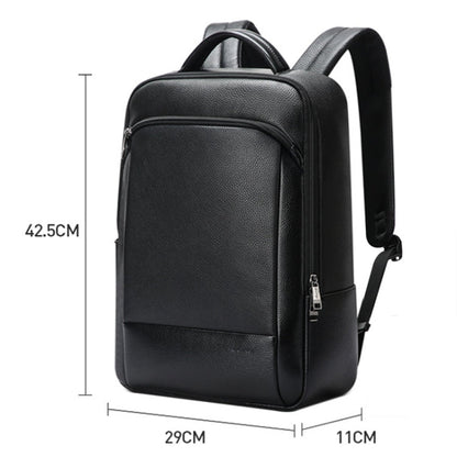 Bopai 61-123311 Large-Capacity First-Layer Cowhide Business Laptop Backpack(Black)