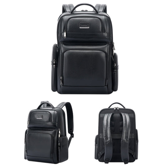Bopai 61-123291 Large-capacity First-layer Cowhide Laptop Backpack with USB+Type-C Port, Color: Falling