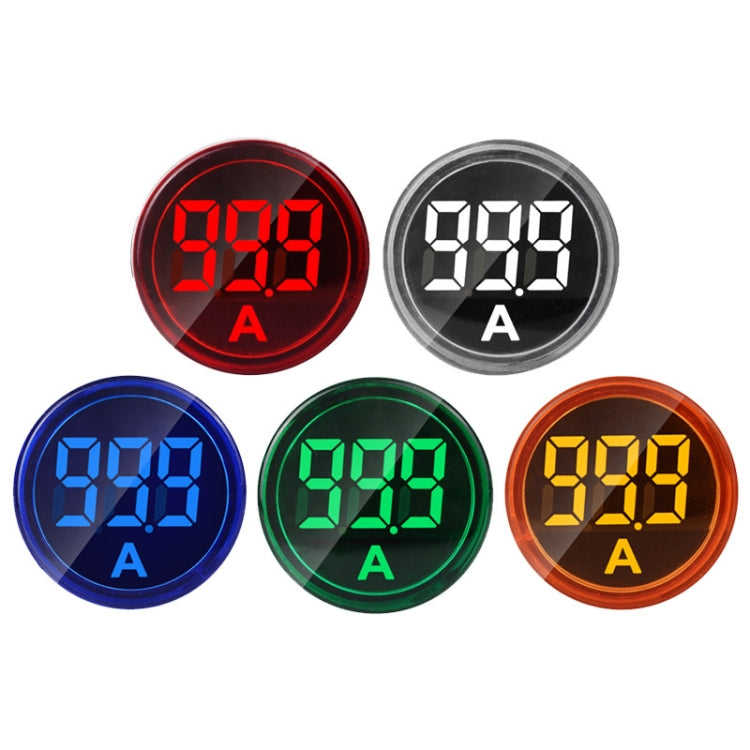 SINOTIMER ST16A Lumière de signal numérique LED ronde 22mm 220V AC Ampèremètre 0-100A Voyant indicateur de courant AC (03 Bleu)