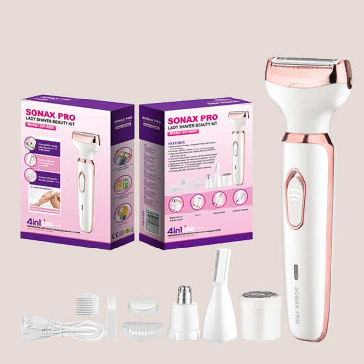 SONAX PRO SN-8666 Appareil épilateur 4-en-1 lavable rechargeable pour femmes (Blanc)