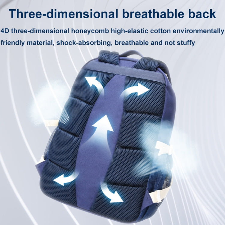 Bopai 68-01729 Large Capacity Canvas Lightweight and Breathable Student Schoolbag(Deep Blue 2)