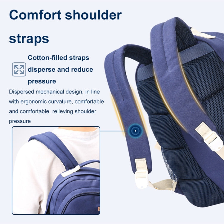 Bopai 68-01729 Large Capacity Canvas Lightweight and Breathable Student Schoolbag(Deep Blue 2)
