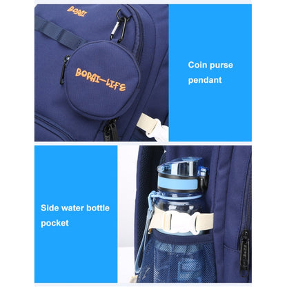 Bopai 68-01729 Large Capacity Canvas Lightweight and Breathable Student Schoolbag(Deep Blue 2)