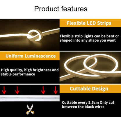 LIXINCORDA 2m 5V USB Touch Control LED Light Strip Flexible Neon Silicone Soft Strip(Warm White)