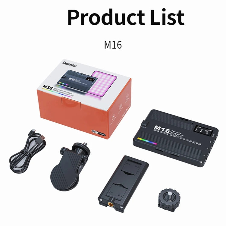 Lampe de poche rechargeable Desiontal M16 RGB Mini lumière de photographie LED Lumière d'appoint pour prise de vue en extérieur