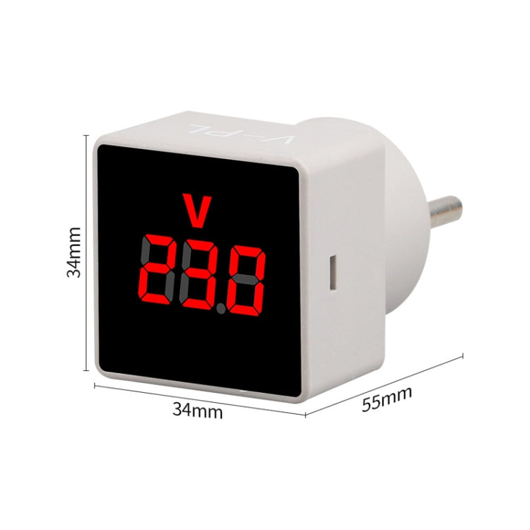 SINOTIMER V-PL Square Insert Type Household Digital AC Voltmeter EU Plug