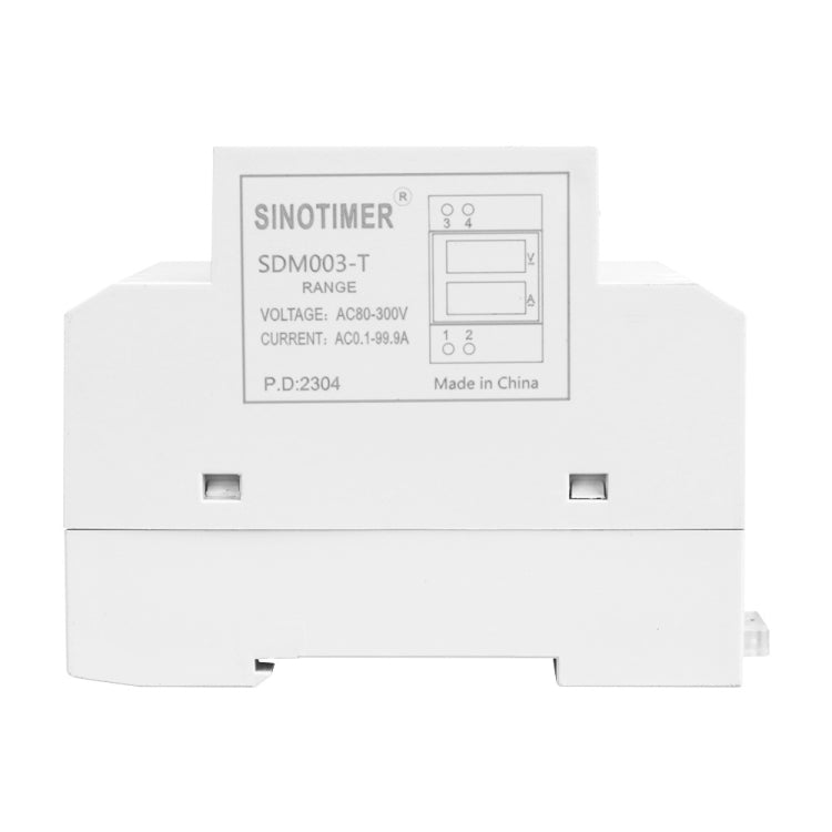 SINOTIMER SDM003-T Compteur de Tension et de Courant Monophasé AC Domestique à Double Affichage sur Rail DIN à 3 Chiffres