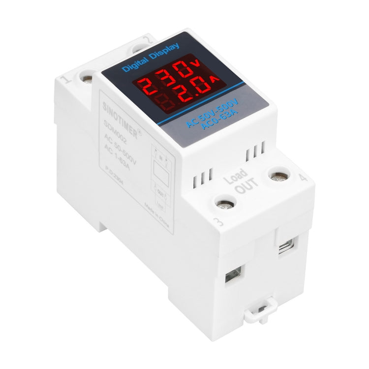 SINOTIMER SDM002 Household DIN Rail Single-Phase AC Dual Display Voltage And Current Meter(100A External Intestinal Sensor)