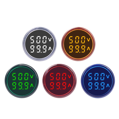 SINOTIMER ST16VA Round 22mm LED Digital Display AC Voltage Current Indicator AC 60-500V 0-100A(03 Blue)