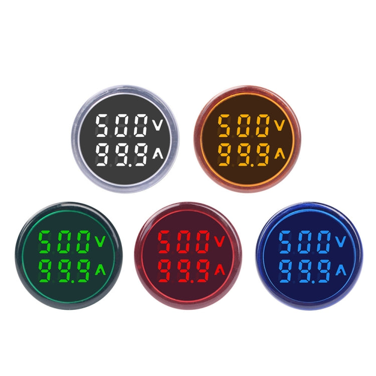 SINOTIMER ST16VA Round 22mm LED Digital Display AC Voltage Current Indicator AC 60-500V 0-100A(01 Red)