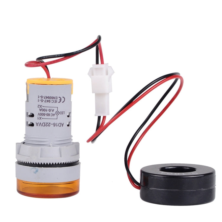 SINOTIMER ST16VA Round 22mm LED Digital Display AC Voltage Current Indicator AC 60-500V 0-100A(03 Blue)