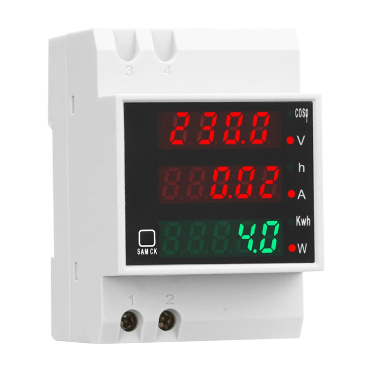 SINOTIMER SDM004 Compteur multifonction de détection de tension CA, de courant, de temps et de puissance sur rail DIN