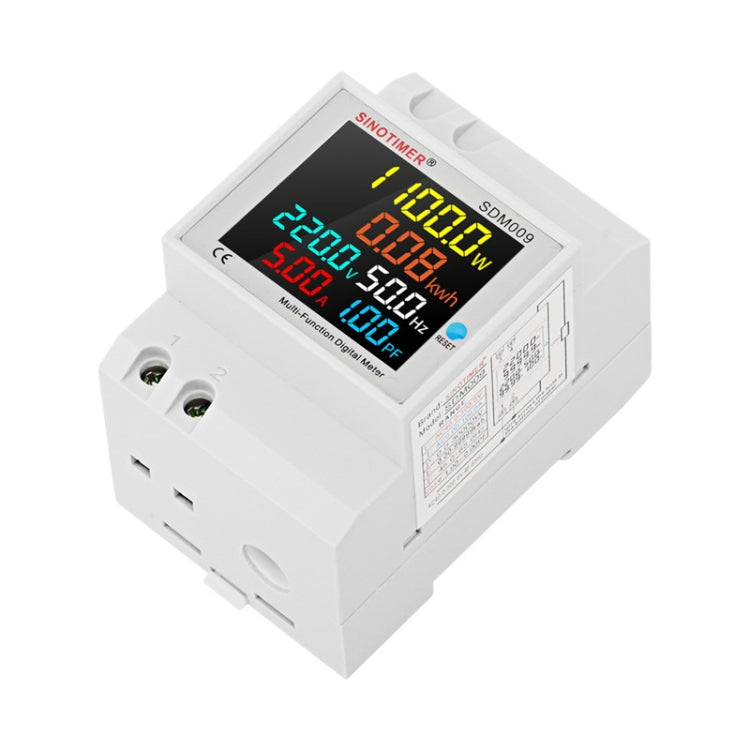 SINOTIMER SDM009 Din Rail Single-Phase Voltage Current Frequency Power Factor Electricity Multifunctional Meter, Model: AC40-300V External