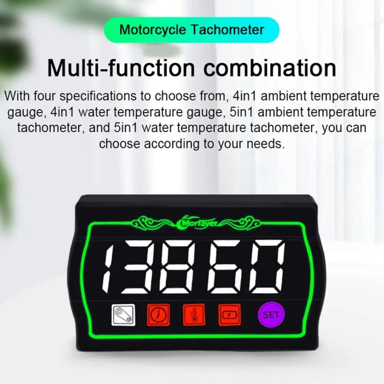 5 in 1 Ambient Temperature Tachometer Morfayer Locomotive Intelligent Multi-function Tachometer