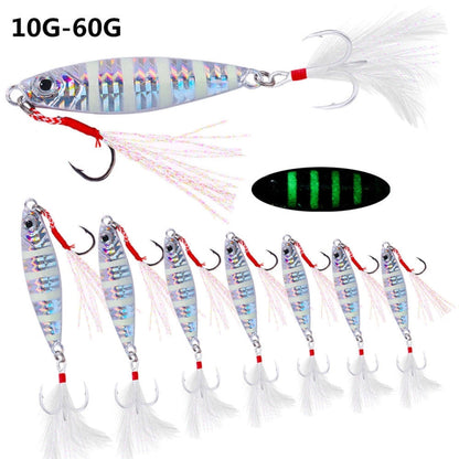 HENGJIA LB149 Slow Cranking Luminous Iron Plate Lead Fishing Bait Lua Naked Fake Bait, Size: 30g(Luminous)