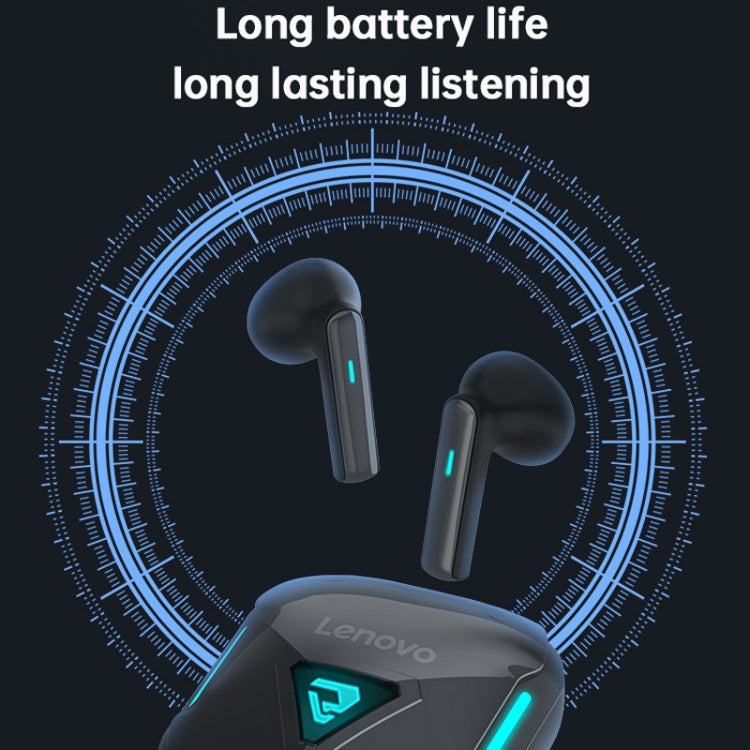 Écouteurs sans fil Bluetooth 5.3 Lenovo TG132, sans capteur, ultra-longue durée de vie, pour le sport, la musique et le jeu (noir)