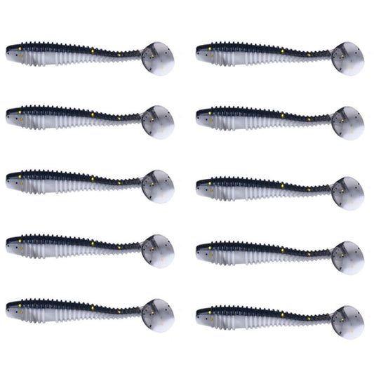 5.5cm 10pcs/Pack HENGJIA Ver Spaghetti T-Tail Leurre Souple Spirale Pêche Faux Appâts (Couleur 1)