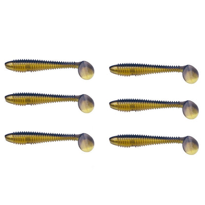 7.5cm 6pcs /Pack HENGJIA Spaghetti Worm T-Tail Soft Bait Spiral Fishing Dummy Lures(Color 2)