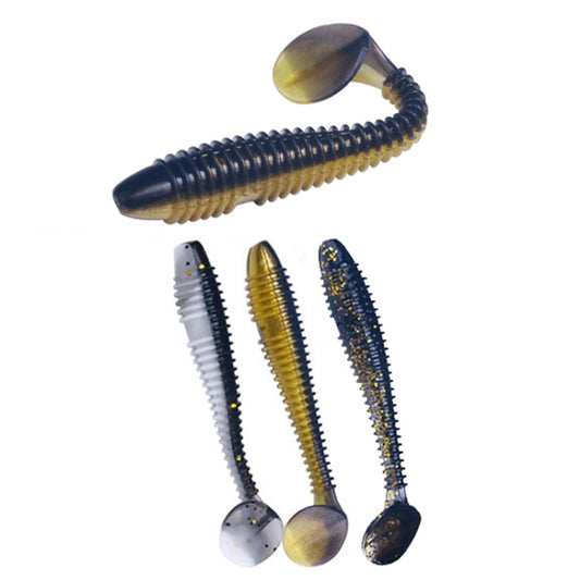 5.5cm 10pcs/Pack HENGJIA Ver Spaghetti T-Tail Leurre Souple Spirale Pêche Faux Appâts (Couleur 1)