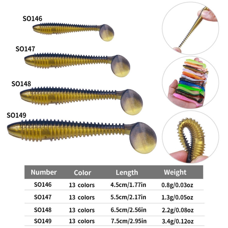 5.5cm 10pcs /Pack HENGJIA Spaghetti Worm T-Tail Soft Bait Spiral Fishing Dummy Lures(Color 2)