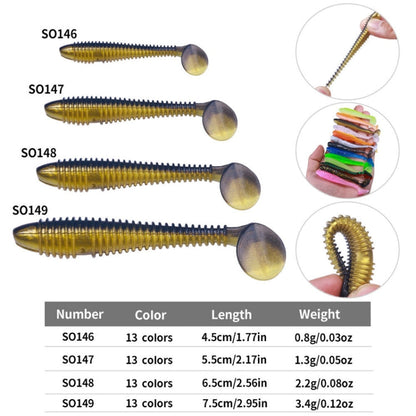5.5cm 10pcs /Pack HENGJIA Spaghetti Worm T-Tail Soft Bait Spiral Fishing Dummy Lures(Color 5)