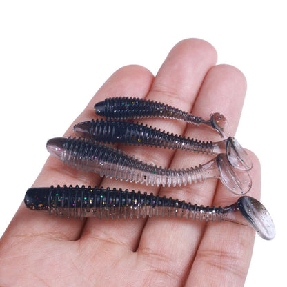 4,5 cm 10 pièces/paquet HENGJIA Ver Spaghetti Leurre Souple à Queue en T Leurre de Pêche Factice Spirale (Couleur 1)