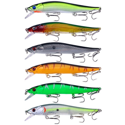 6colors /Set HENGJIA MI169 Submerged Minnow Dummy Bait Lua Hard Fishing Lures, Size: 12cm 13.6g