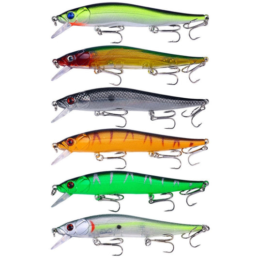 6 couleurs /Set HENGJIA MI169 Leurre Minnow Plongeant Artificiel Appât de Pêche Dur Lua, Taille: 12cm 13.6g
