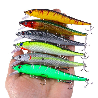 6colors /Set HENGJIA MI169 Submerged Minnow Dummy Bait Lua Hard Fishing Lures, Size: 12cm 13.6g
