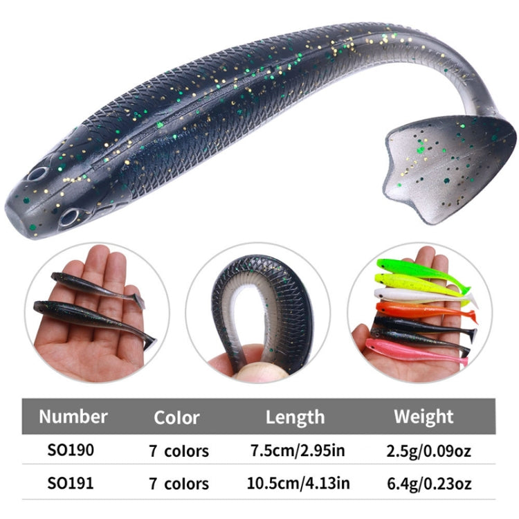 10.5cm 6pcs /Pack HENGJIA T-Tail Soft Dummy Bait Freshwater Fishing Lures(Color 1)