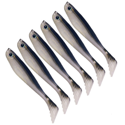 Lot de 6 leurres souples HENGJIA en forme de T pour la pêche en eau douce, taille : 10 cm 5,3 g (couleur 1)
