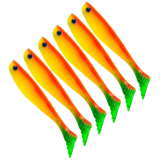 Lot de 6 leurres souples HENGJIA T-Tail pour la pêche en eau douce, taille : 10cm 5.3g (Couleur 2)