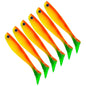 6pcs /Pack HENGJIA T-Tail Soft Dummy Bait Freshwater Fishing Lures, Size: 10cm 5.3g(Color 2)