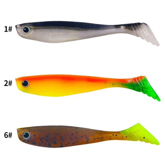 Lot de 6 leurres souples HENGJIA T-Tail pour la pêche en eau douce, taille : 10cm 5.3g (Couleur 2)