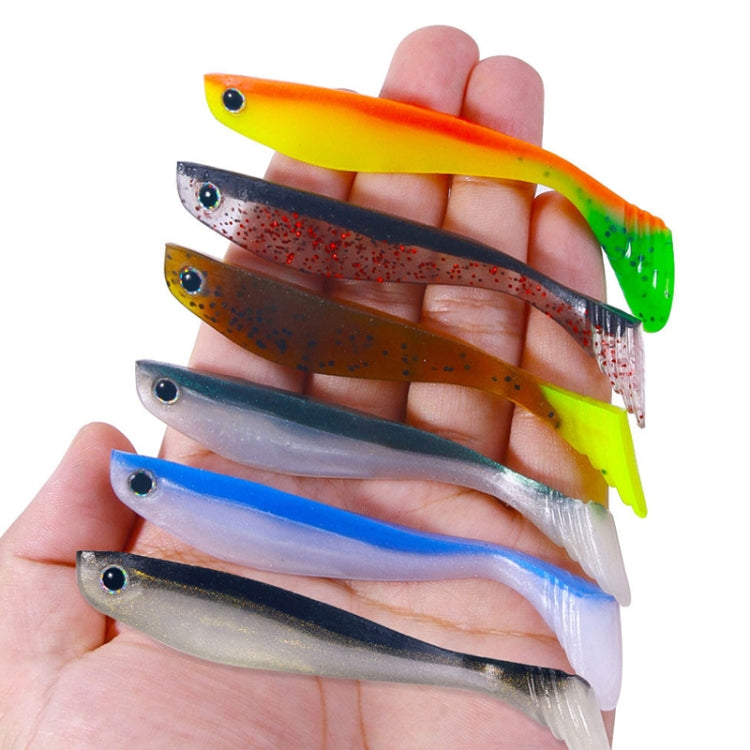 Lot de 6 leurres souples HENGJIA en forme de T pour la pêche en eau douce, taille : 10 cm 5,3 g (couleur 1)