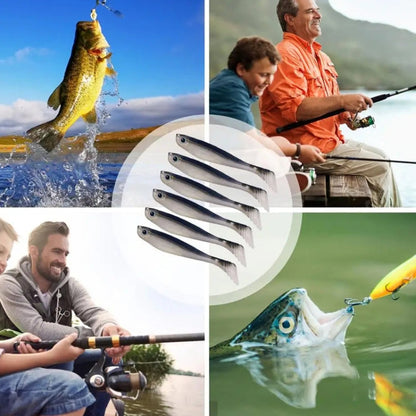 6pcs /Pack HENGJIA T-Tail Soft Dummy Bait Freshwater Fishing Lures, Size: 10cm 5.3g(Color 2)
