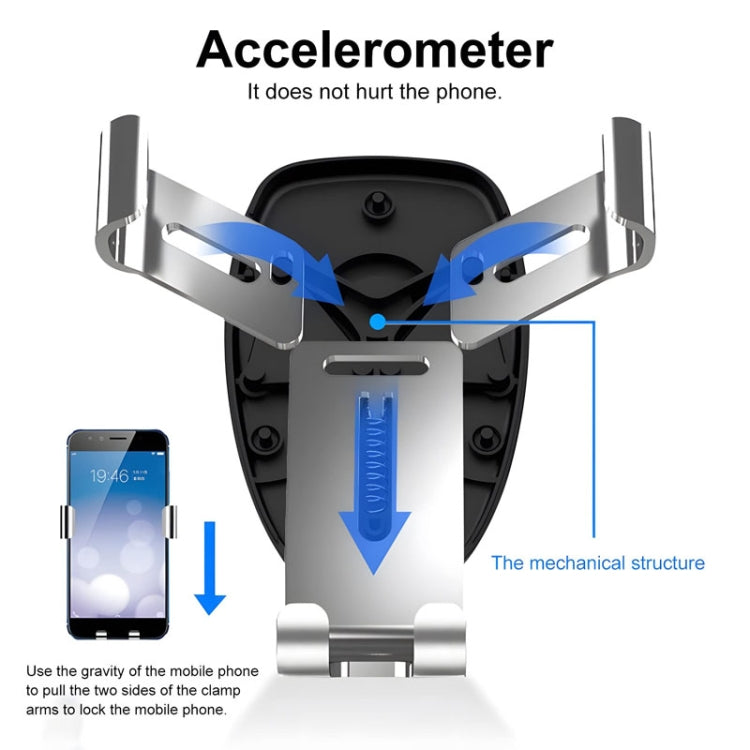 FAIK Car Cell Phone Holder Air Vent Triangle Gravity Sensor Car Phone Bracket, Color: Silve Mirror Model