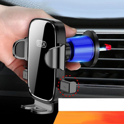 Support de téléphone de voiture Anti-choc BUDK Support de navigation de voiture Fixation par gravité pour grille d'aération (Noir)
