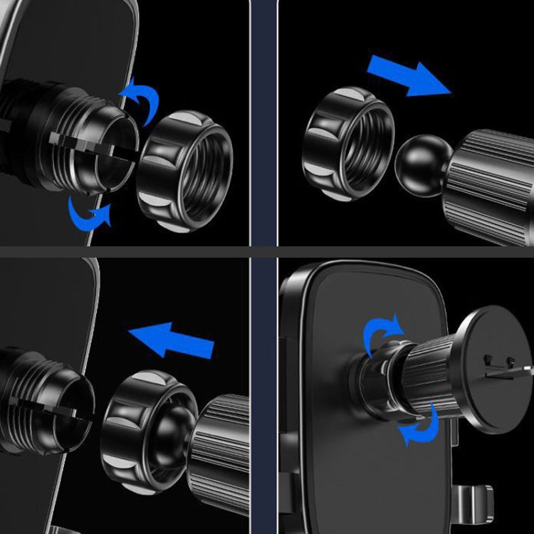 Support de téléphone de voiture Anti-choc BUDK Support de navigation de voiture Fixation par gravité pour grille d'aération (Noir)
