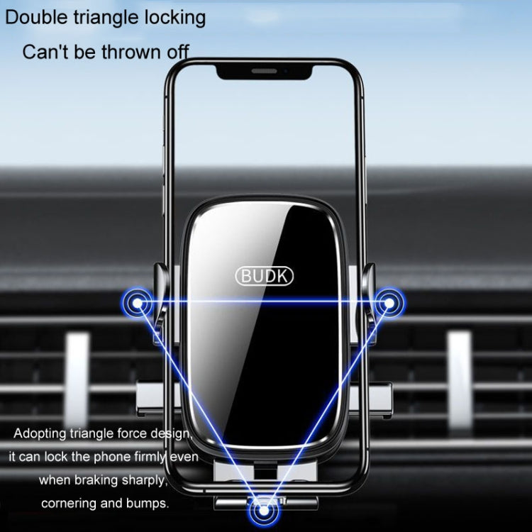 Support de téléphone de voiture Anti-choc BUDK Support de navigation de voiture Fixation par gravité pour grille d'aération (Noir)